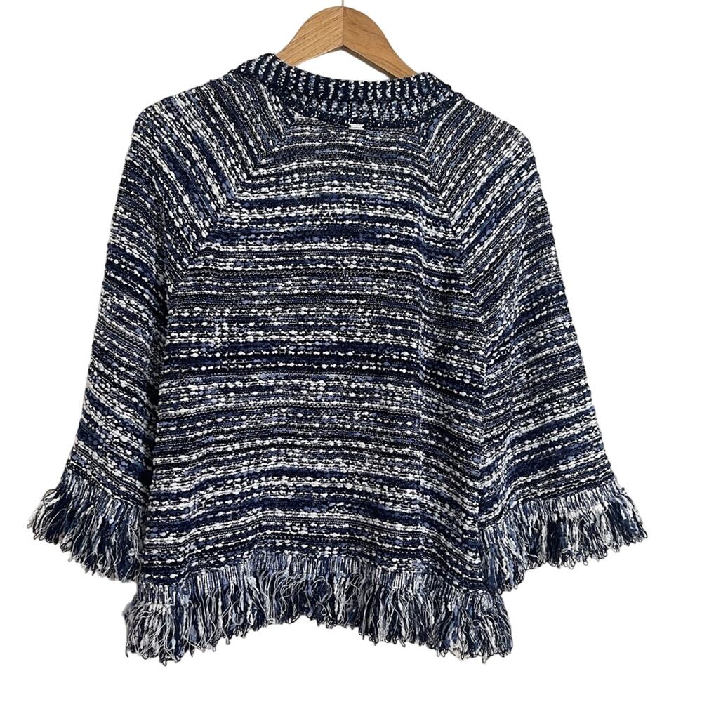 St. John Collection Lofty Floats 3/4 Sleeve Knit Jacket Blue White Size XL - Picture 5 of 11